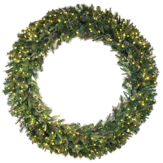 84&#x22; Pre-Lit Cashmere Pine Wreath, Warm White Dura-Lit&#xAE; LED Lights